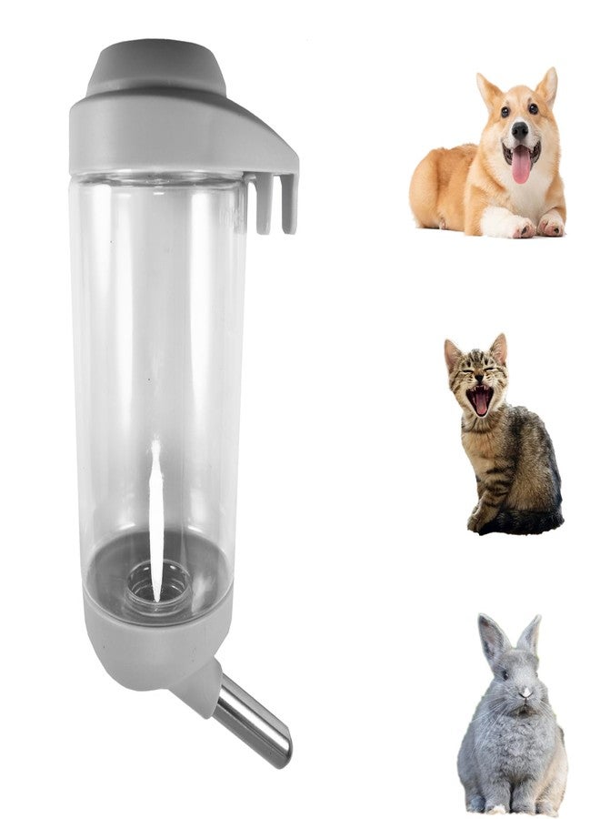 DEEUCHIS Dog Crate Water Bottle - 17 oz No Drip Kennel Pet Water Dispenser, Easy-to-Use Cage Water Bottle for Dogs, Cats, Small Animals, 500ML, Grey - Image 1